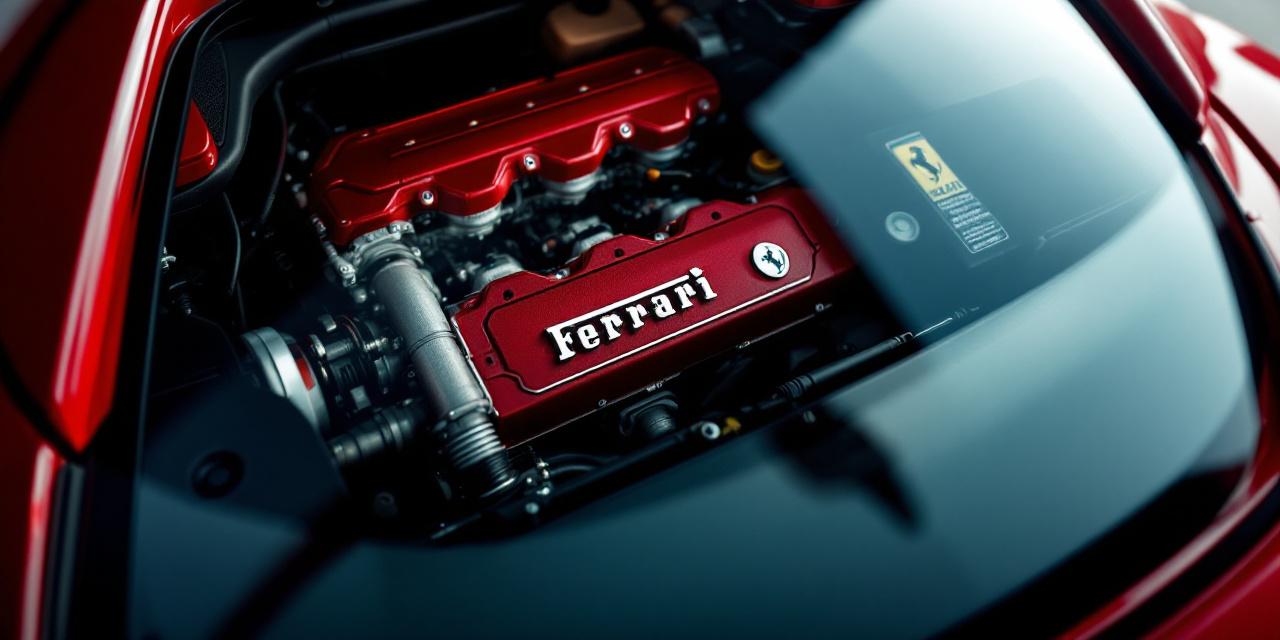 Moteur Ferrari F131 V8 3,6 L atmosphérique de la 360 Modena, vue depuis le capot arrière