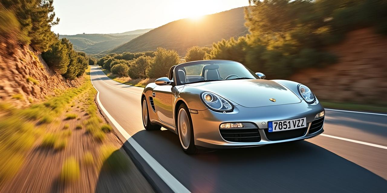 Porsche Boxster 986 sur une route de Provence — Luberon, mai