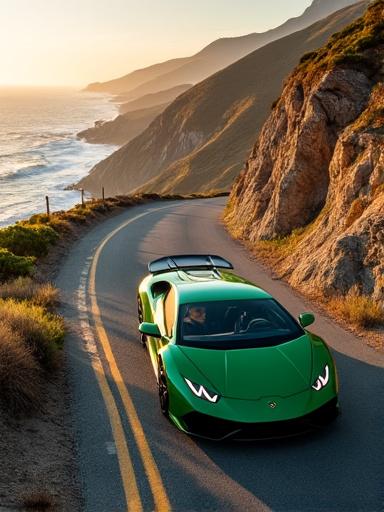 Voiture de sport sur route côtière — rubrique Lifestyle Driver's Lab